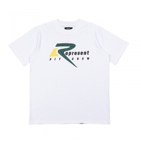 Белая футболка Represent с желто-зеленым логотипом