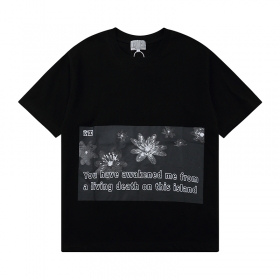 Стильная черная футболка Cav empt с принтом "лилии"