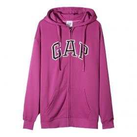 Фиолетовое GAP унисекс свободного покроя зип худи с логотипом
