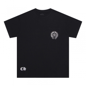 Чёрного-цвета хлопковая футболка Chrome Hearts с короткими рукавами