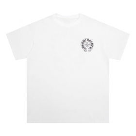Белая 100% хлопковая футболка Chrome Hearts с чёрным логотипом бренда