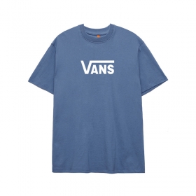 Голубая Vans футболка прямого кроя с белым логотипом 