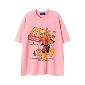 Розового цвета футболка от бренда TIDE EKU с напечатанным принтом