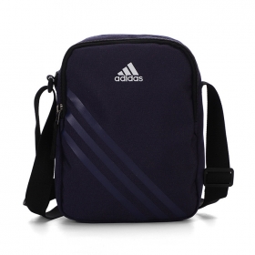 Тёмно-синяя спортивная сумка на плечо с фирменным логотипом Adidas  