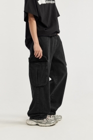 INFLATION широкие черные джинсы с большими карманами
