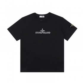 Эксклюзивная футболка черного цвета Stone Island прямого кроя