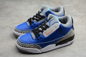 Синие кожаные кроссовки Nike Air Jordan 3 Retro с серыми деталями