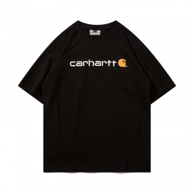 Базовая черная футболка Carhartt с брендовым принтом на груди