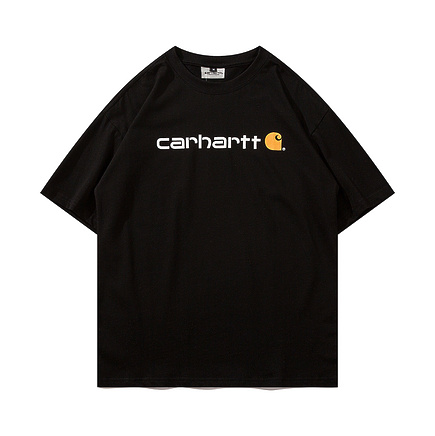 Базовая черная футболка Carhartt с брендовым принтом на груди