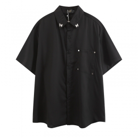 Повседневная рубашка YUXING черного цвета с бабочками из металла