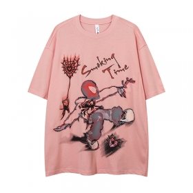 Розовая со спущенными рукавами Smoking Time футболка с рисунком