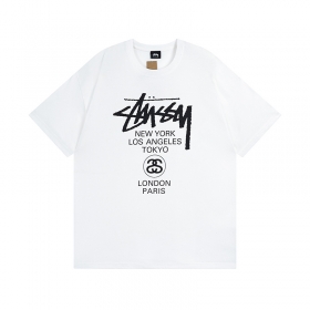 Хлопковая белая футболка Stussy с черными надписями