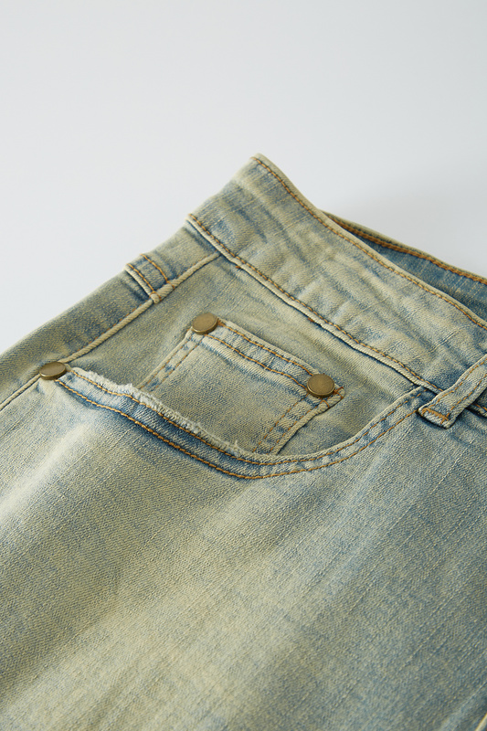 Зелёно-синие джинсы BE THRIVED прямые с разрезом и заниженной талией 