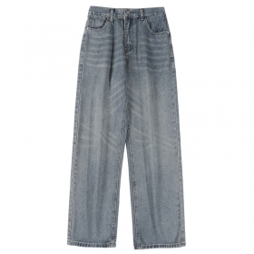 Синие с линейными узорами BYD JEANS стильные джинсы