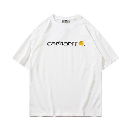 Футболка Carhartt белая с логотипом на груди и короткими рукавами