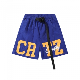 Темно-синие от бренда Corteiz шорты с надписью и длинным ремешком