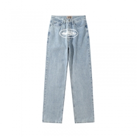 Голубые прямые со средней посадкой джинсы от бренда Corteiz