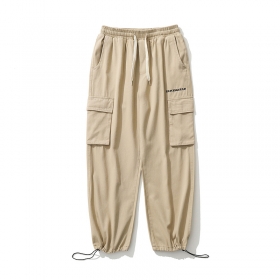 Бежевые штаны-джоггеры бренда TXC Pants с большими карманами