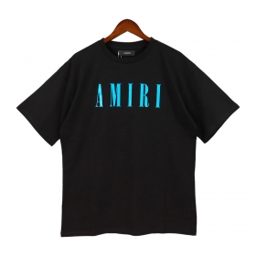 Черная футболка AMIRI с фирменным голубым логотипом