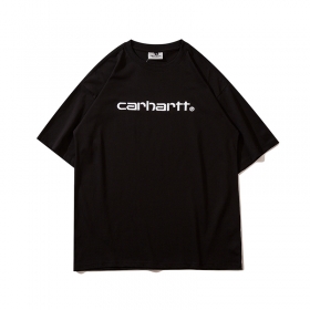 Черная футболка Carhartt с белым вышитым логотипом