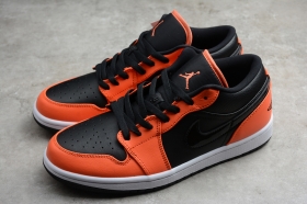 Оранжево-чёрные кеды Nike Air Jordan 1 Low SE с лакированным свушем