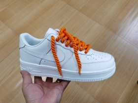 Кроссовки Total White Air Force шнурки оранжевая веревка