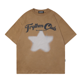 Светло-коричневая футболка Rhythm Club со звездой и лого