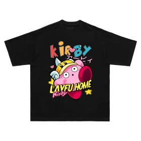 Чёрная футболка с принтом из игры "Kirby" бренд Layfu 