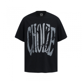 С логотипом CHOIZE чёрная футболка свободного кроя с круглым вырезом