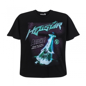 Hellstar чёрная футболка прямого кроя с рисунком на груди - НЛО