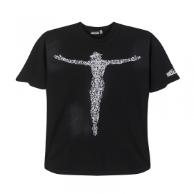 Трендовая с принтом "Распятие QR-код" футболка Hellstar цвет-чёрный
