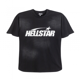 Базовая чёрная с логотипом Hellstar футболка кроя оверсайз