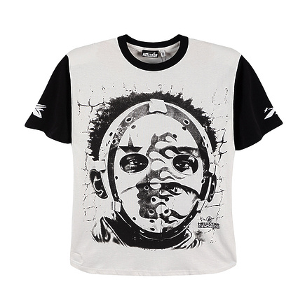 Футболка кремовая с чёрными рукавами от Hellstar принт спереди и сзади