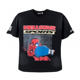 Чёрная с принтом "Красный боксер" футболка от бренда Hellstar