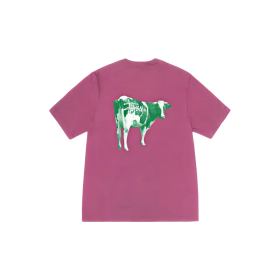 Свободного кроя Stussy футболка в розовом цвете с принтом на спине