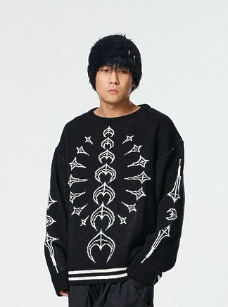 Thug club свитер в черном цвете с белым вышитым принтом