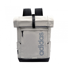 Стильный серый рюкзак бренда Adidas со скручиваемым верхом