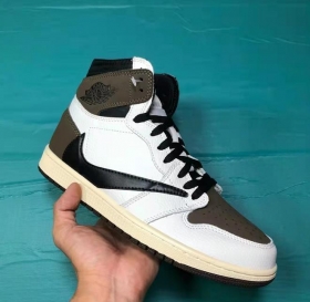 Белые кроссовки вставки черные и коричневые Air Jordan High