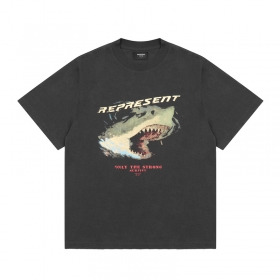 Простая черная с принтом "Атака акулы" REPRESENT футболка