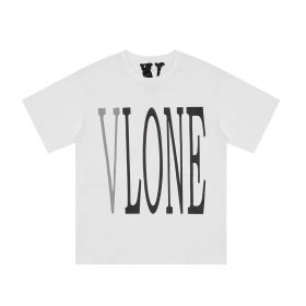 Модная футболка VLONE с надписью спереди белого цвета
