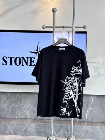 Универсальная черная STONE ISLAND футболка на каждый день