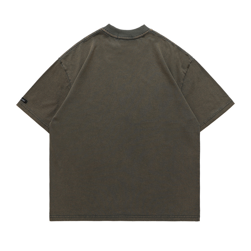 Серо-коричневая хлопковая футболка Editorial Department с принтом