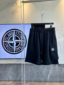 Stone Island шорты на резинке в черном цвете с логотипом бренда