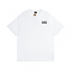 Универсальная белая футболка Stussy T-shirt с логотипом Stussy CDG