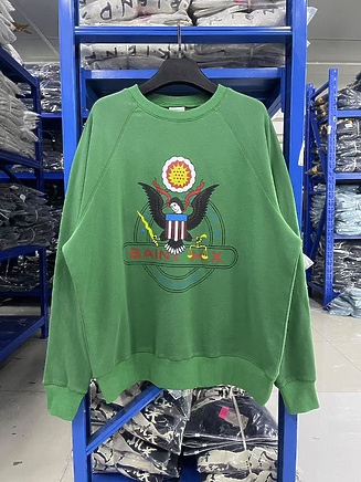 Свитшот Saint Michael зеленый с напечатанным принтом на груди