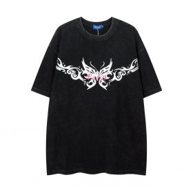Чёрный графит футболка с принтом "Бабочка" спереди и сзади Let's Rock