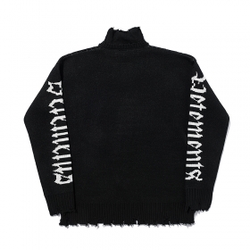 Стильный черный свитер VETEMENTS WEAR с рваными манжетами и низом