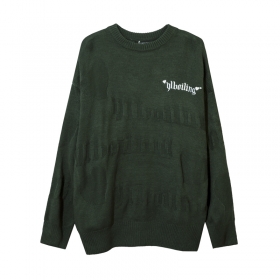 Повседневный темно-зеленый свитер бренда YL BOILING с надписью лого