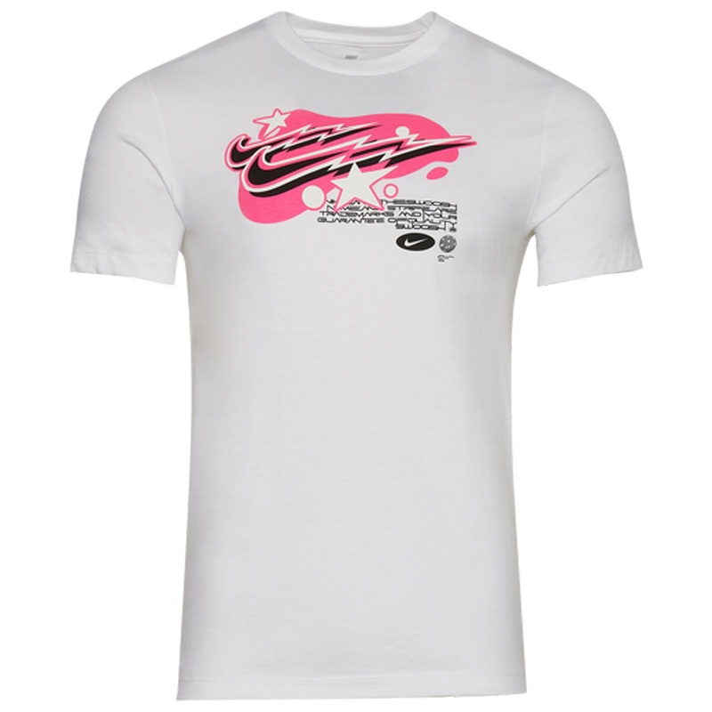 Стильная женская футболка Nike белая с розовым принтом на груди