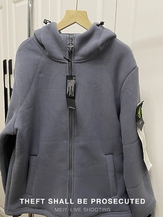 STONE ISLAND серого цвета худи на молнии с лого бренда